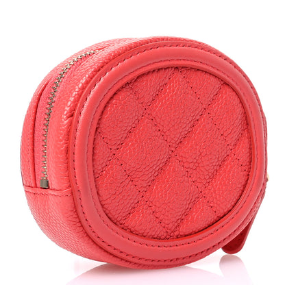 Chanel Caviar Quilted Filigree Zip Around Classic Coin Purse Red 3 of 7
