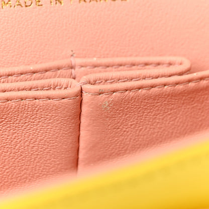 Chanel Lambskin Quilted Medium Double Flap Yellow Pink 11 of 16