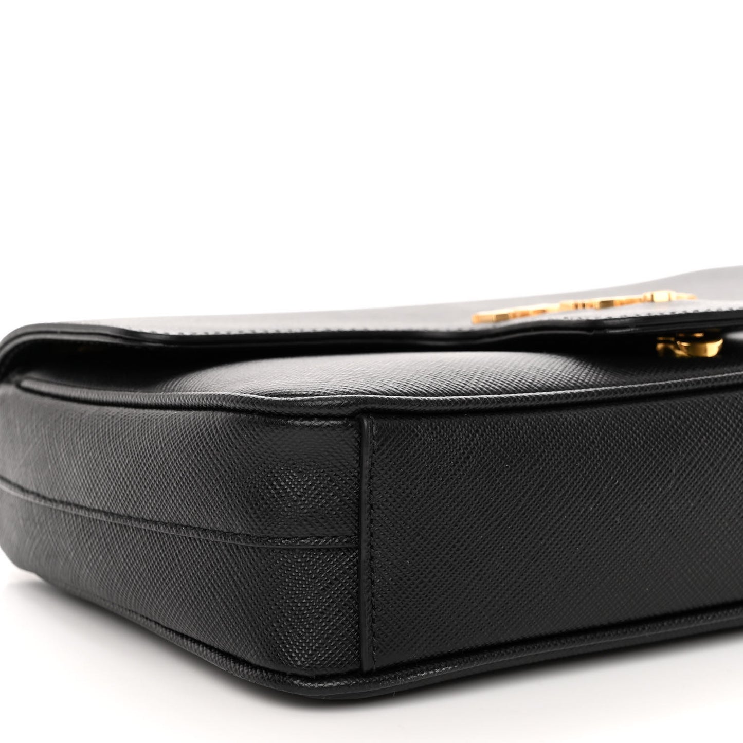 Saffiano Flap Shoulder Bag Black