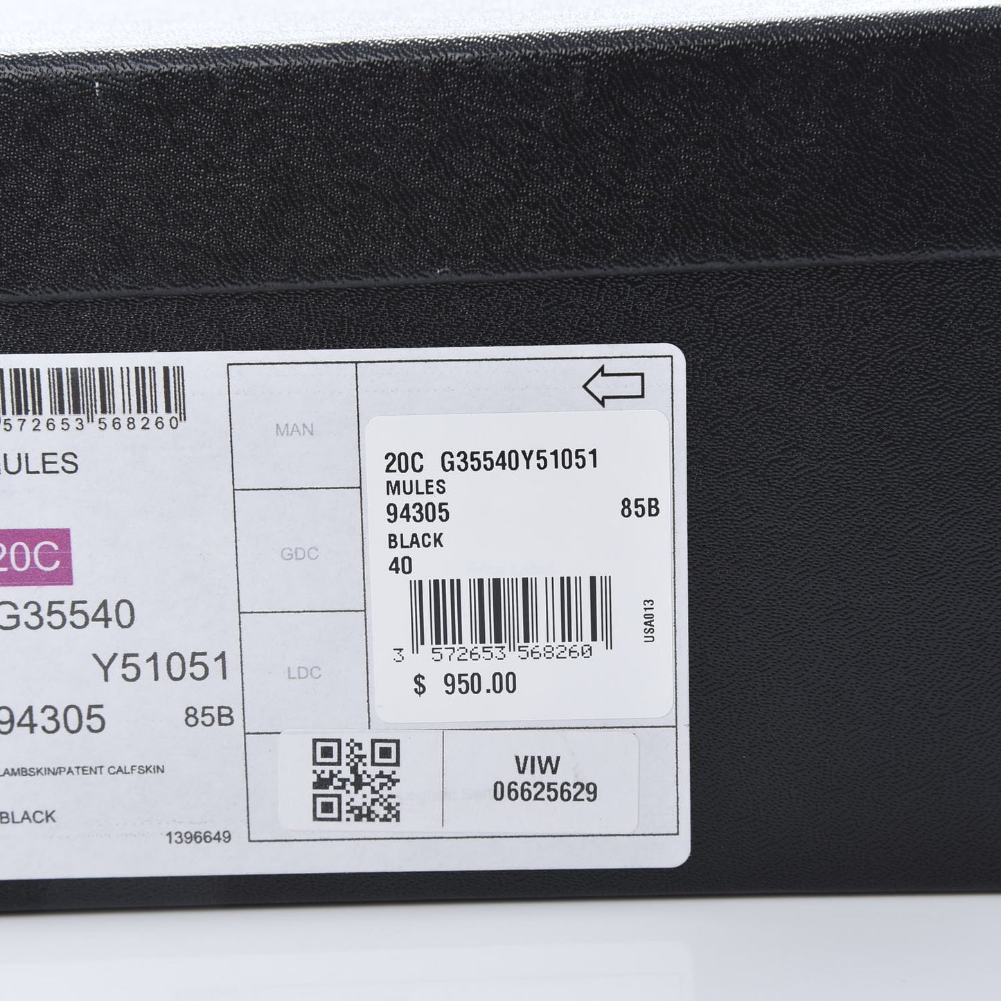 Lambskin Patent Calfskin Pearl Mules 40 Black