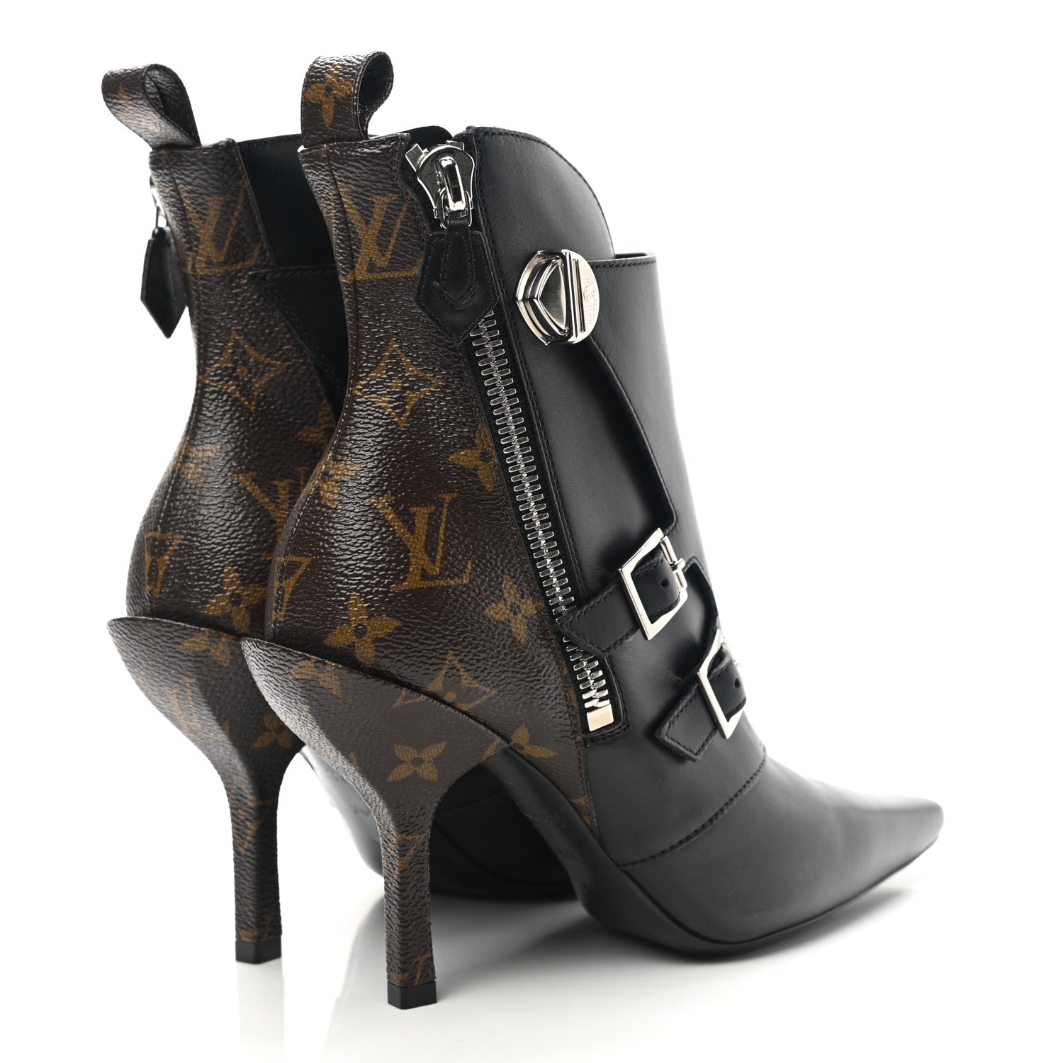 Louis Vuitton Calfskin Monogram Janet Ankle Boots 36.5 Black 4 of 9