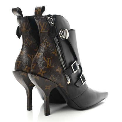 Louis Vuitton Calfskin Monogram Janet Ankle Boots 36.5 Black 4 of 9