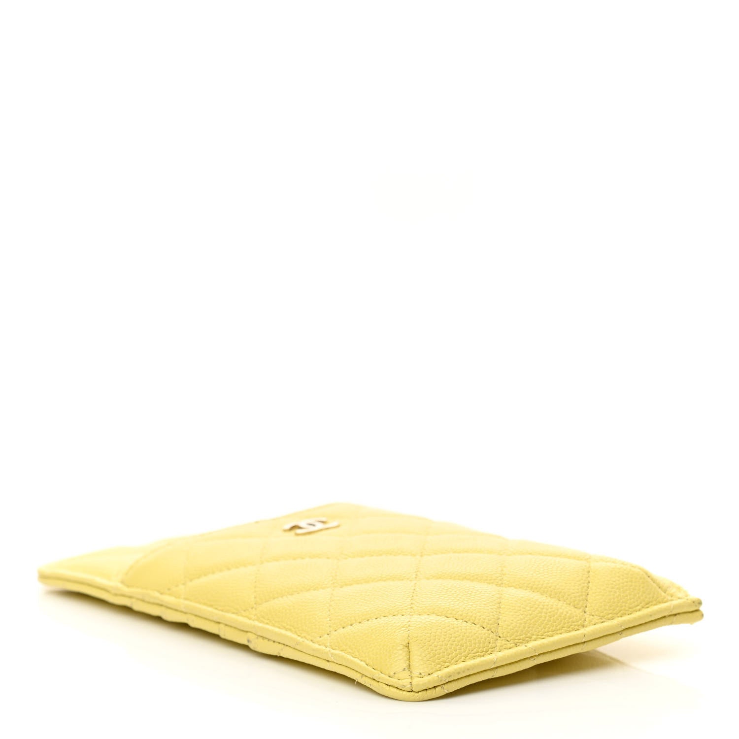 Chanel Caviar Quilted Classic Flat Wallet Pouch Yellow 4 of 11