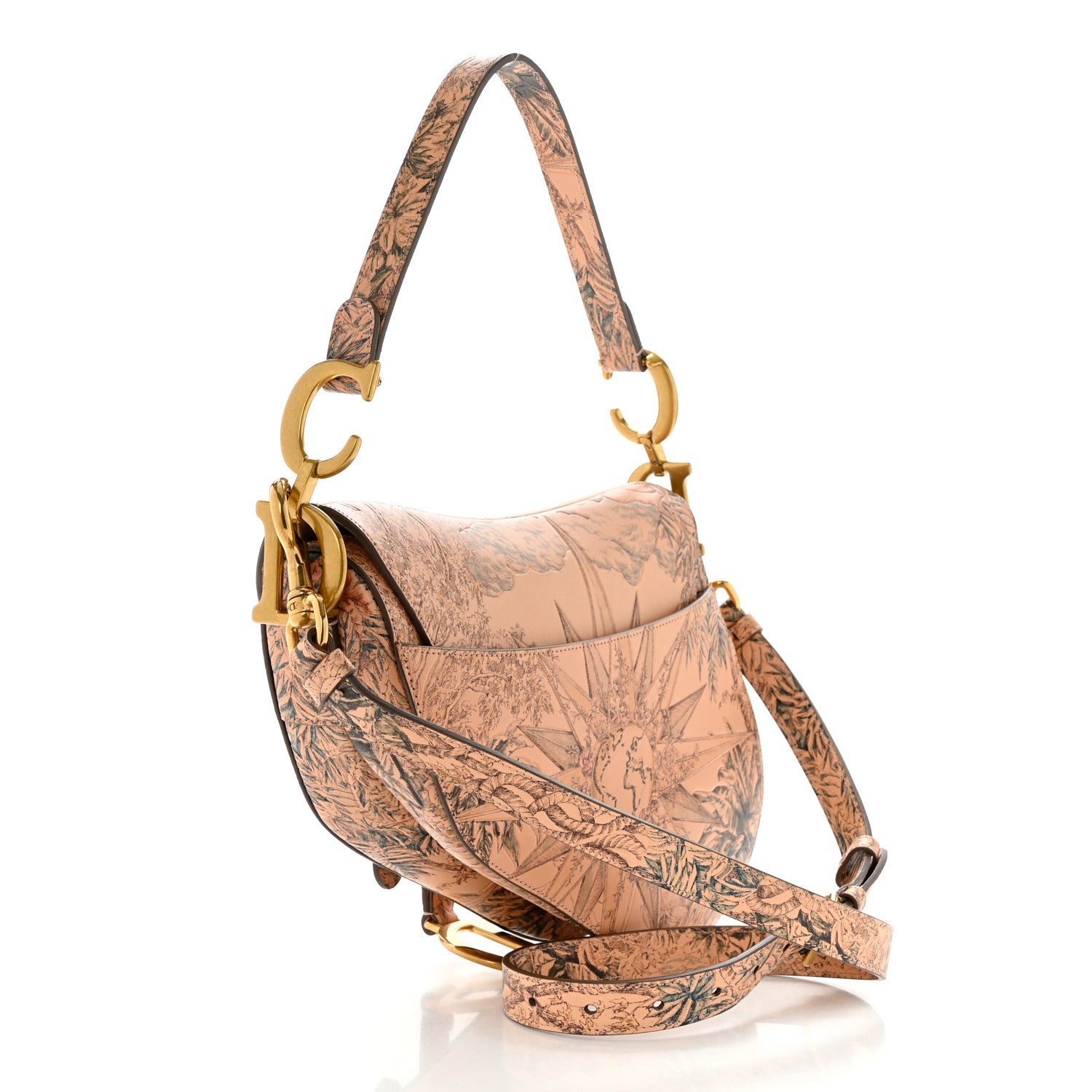 Christian Dior Calfskin Embossed Saddle Bag Brown Multicolor 3 of 10