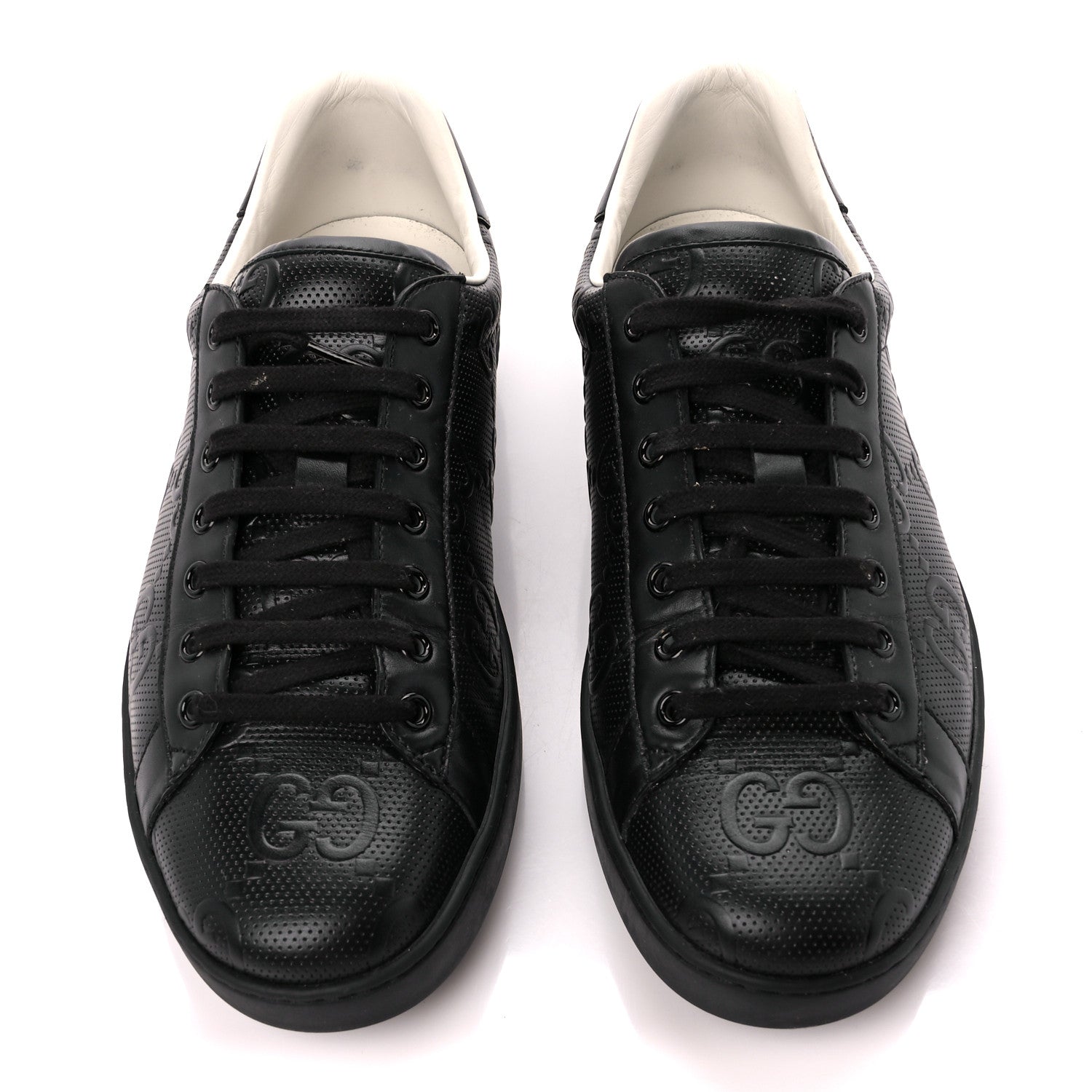 Gucci Calfskin GG Tennis Embossed Mens Ace Sneakers 9 Black 2 of 9