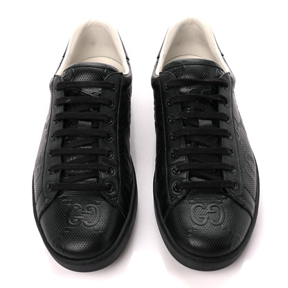 Gucci Calfskin GG Tennis Embossed Mens Ace Sneakers 9 Black 2 of 9