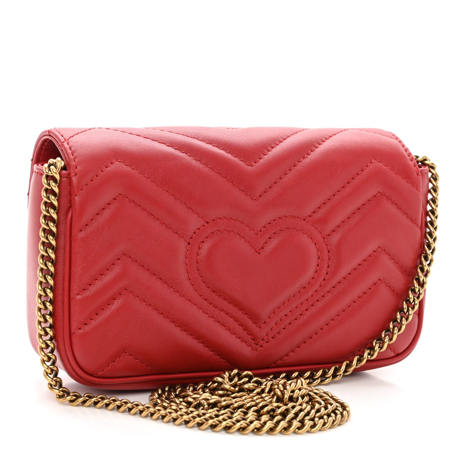 Gucci Calfskin Matelasse Super Mini GG Marmont Shoulder Bag Hibiscus Red 3 of 11