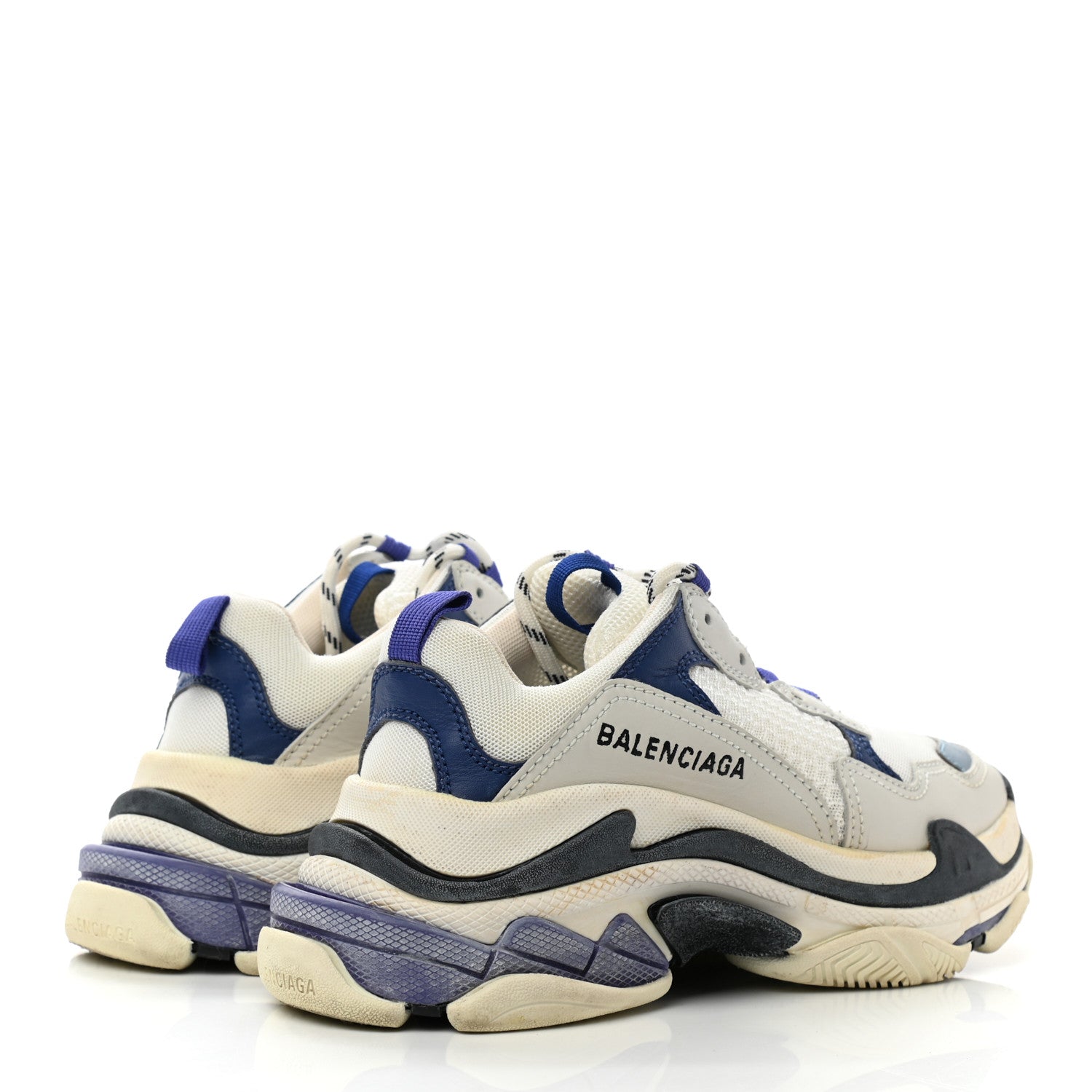Balenciaga Fabric Mesh Womens Triple S Sneakers 35 White Bleu Violet 4 of 8