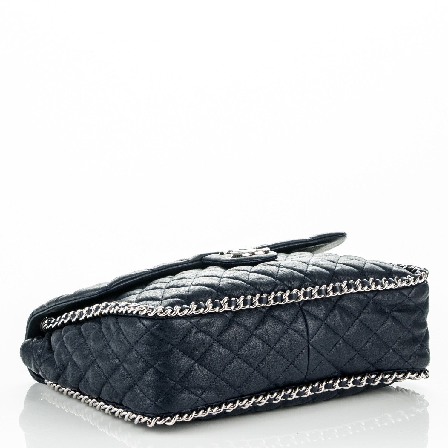 Chanel Washed Lambskin Quilted Maxi Chain Around Flap Dark Navy Blue 4 of 6