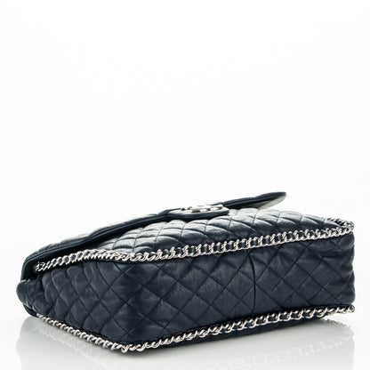 Chanel Washed Lambskin Quilted Maxi Chain Around Flap Dark Navy Blue 4 of 6