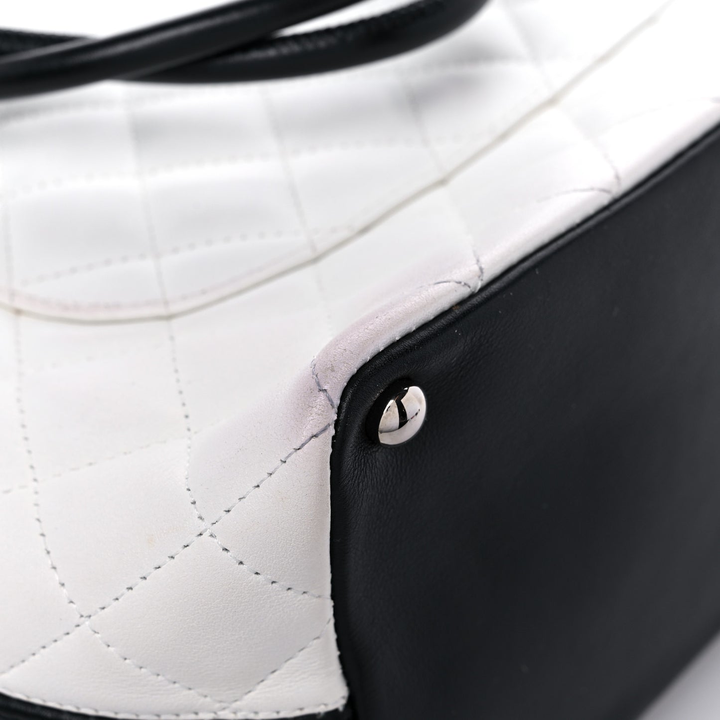 Calfskin Quilted Medium Cambon Tote White Black