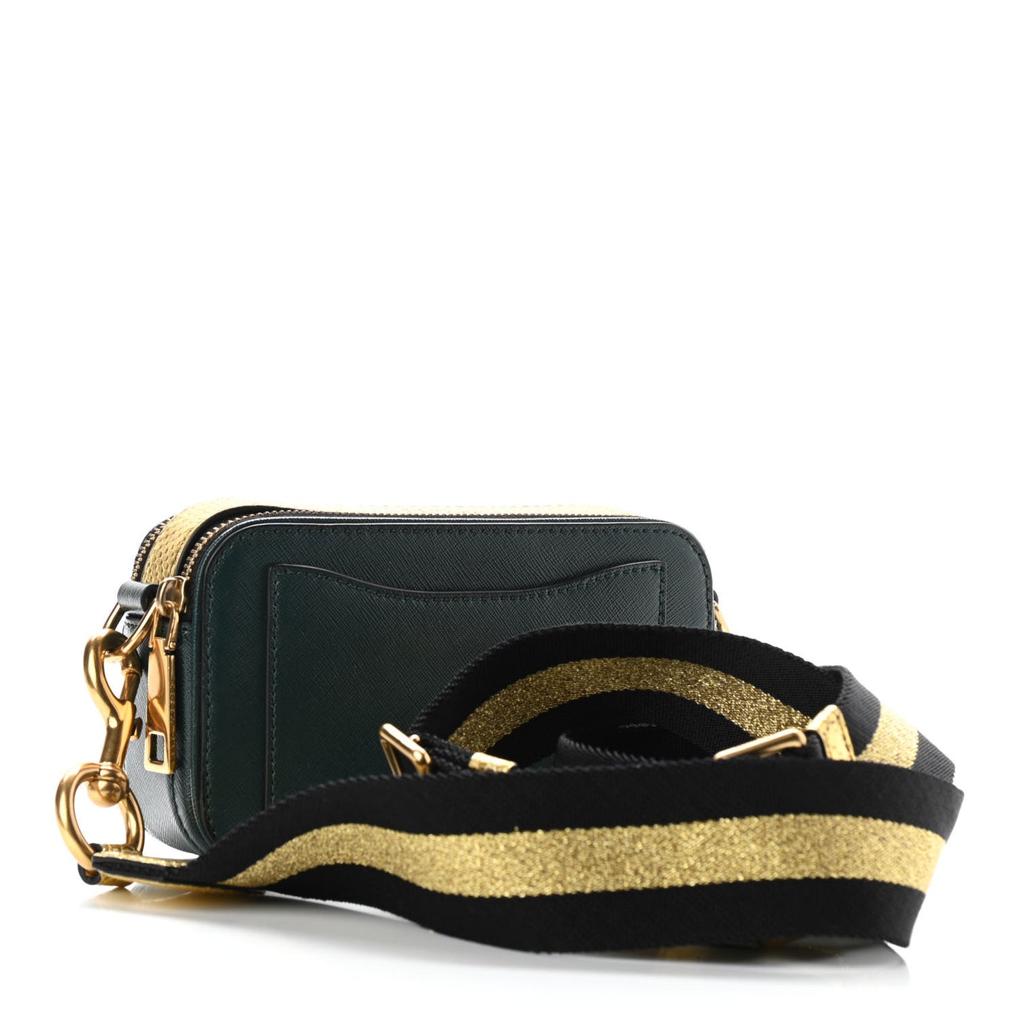 Saffiano Sequin Camouflage Stud Snapshot Camera Bag Green Gold