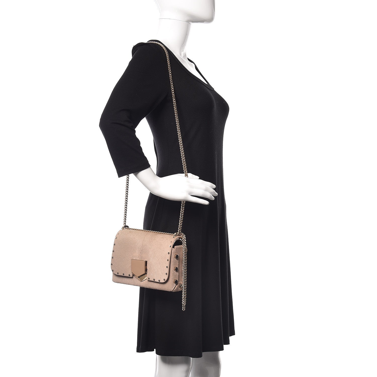 Jimmy Choo Calf Hair Lockett Petite Shoulder Bag Beige 2 of 10