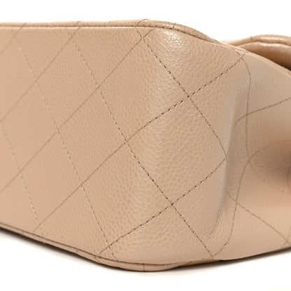 Chanel Pearly Caviar Quilted Jumbo Double Flap Beige 10 of 10