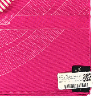 Hermes Silk Mors A Jouets Chemise Scarf 90 Petunia Creme 3 of 5