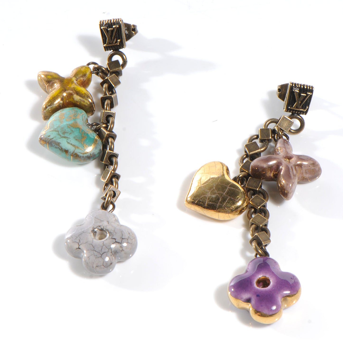 Antique Brass Monogram Heart Drop Earrings