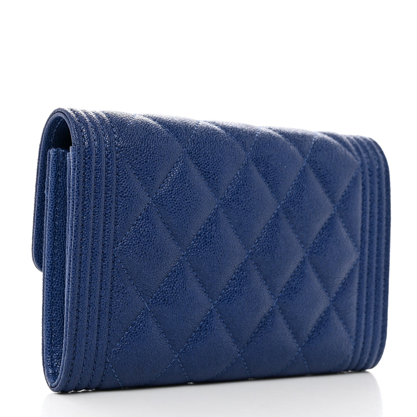 Caviar Quilted Medium Boy Flap Wallet Blue