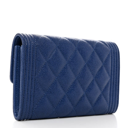 Chanel Caviar Quilted Medium Boy Flap Wallet Blue 3 of 9