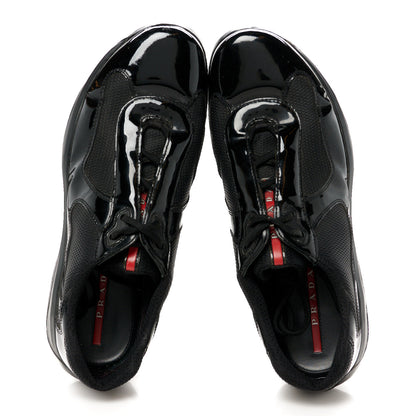 Prada Patent Mens America's Cup Patchwork Sneakers 10.5 Black 2 of 9