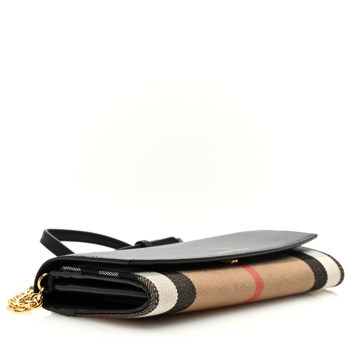 Calfskin House Check Henley Wallet On Chain Black Black