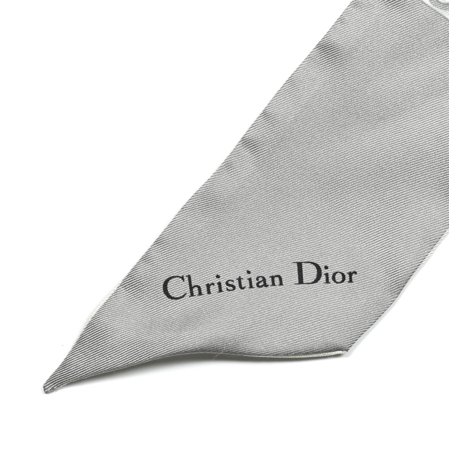 Christian Dior Silk Oblique Mitzah Scarf Grey 3 of 3