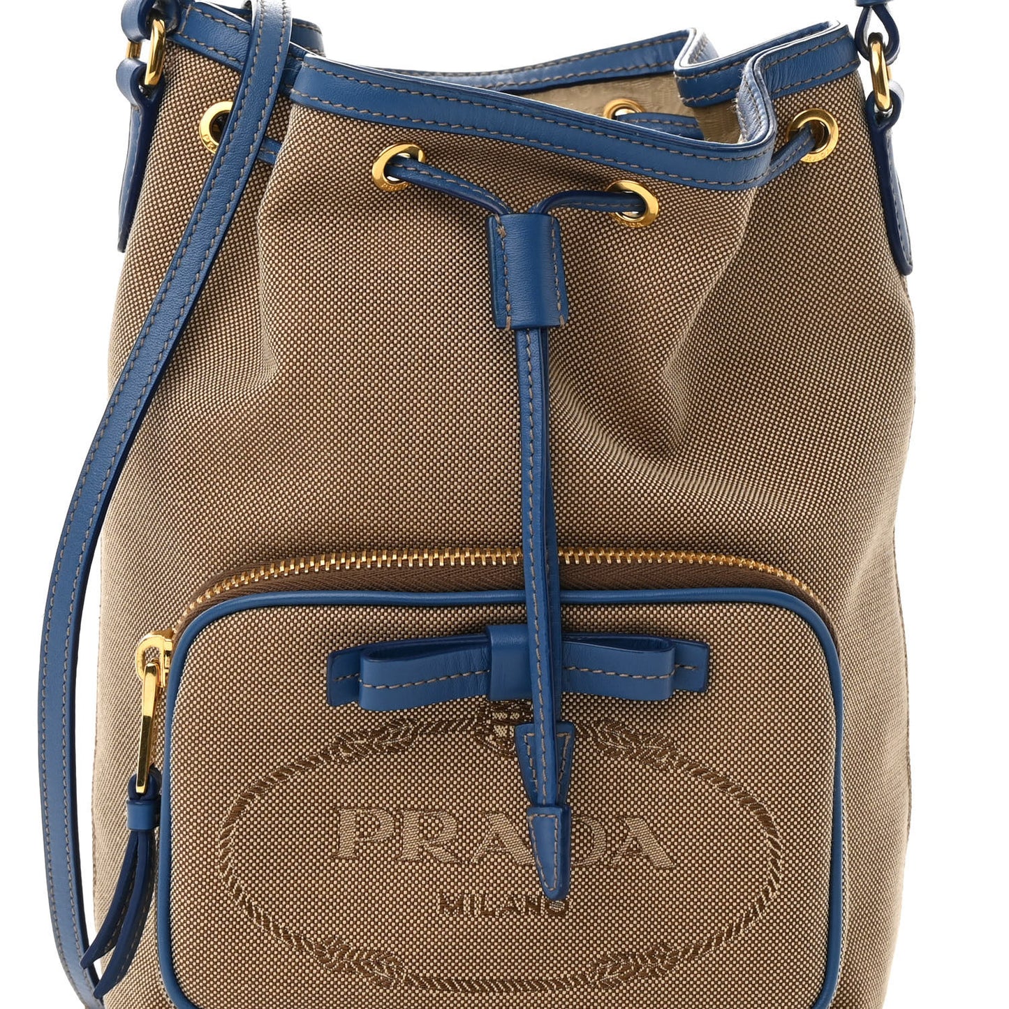 Jacquard Logo Mini Bucket Crossbody Bag Corda Azzurro