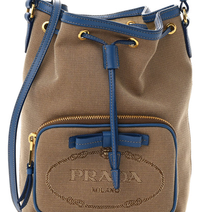 Prada Jacquard Logo Mini Bucket Crossbody Bag Corda Azzurro 9 of 15