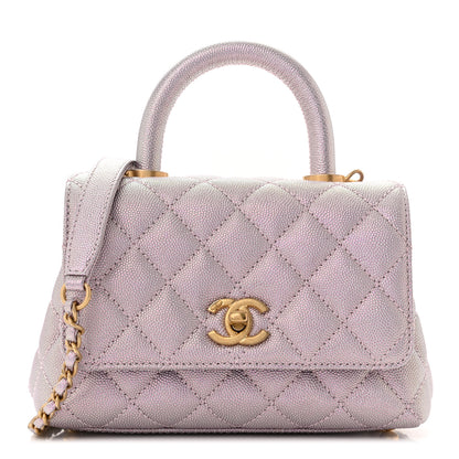 Chanel Metallic Caviar Quilted Extra Mini Coco Handle Flap Light Pink 1 of 11