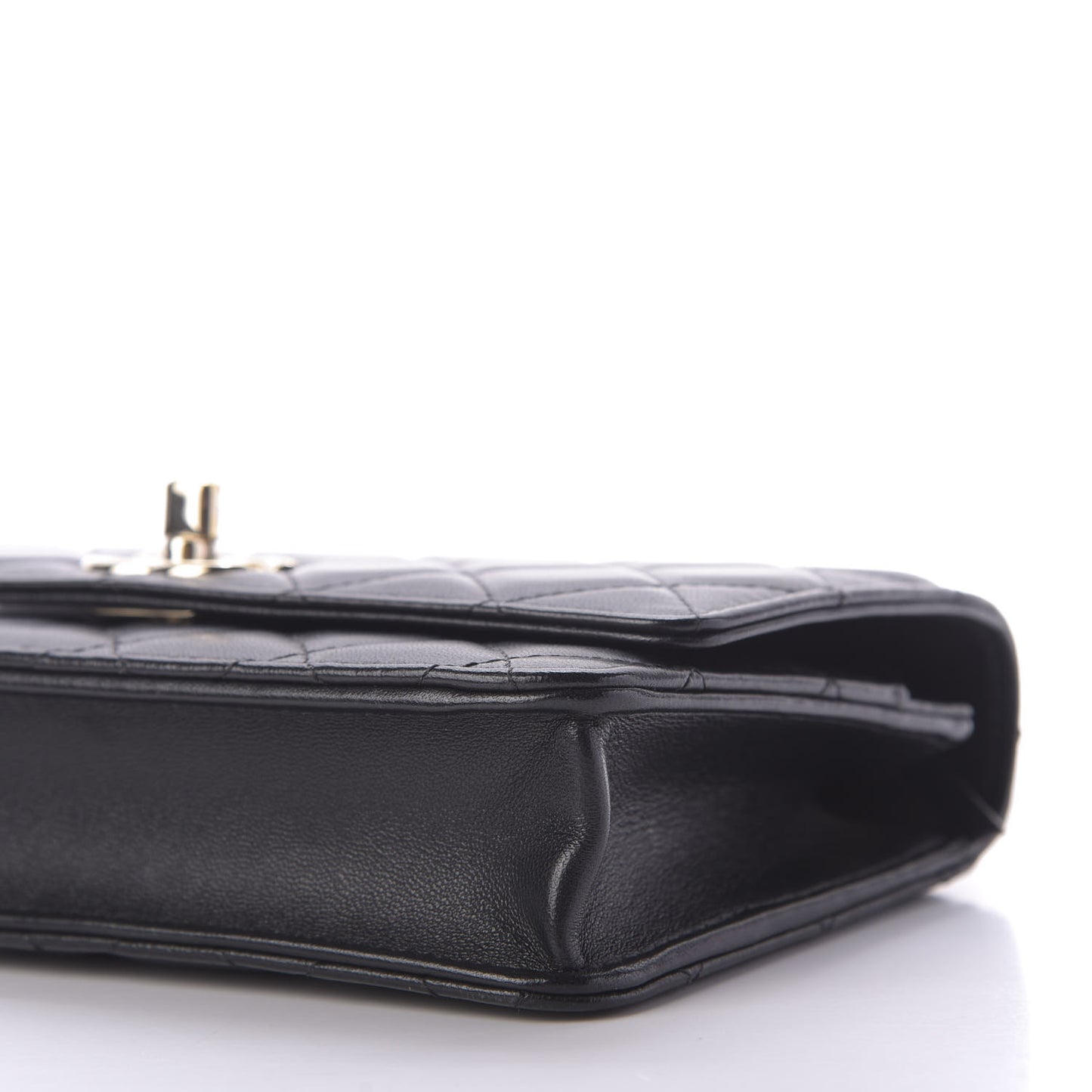 Lambskin Quilted Trendy CC Wallet On Chain WOC Black