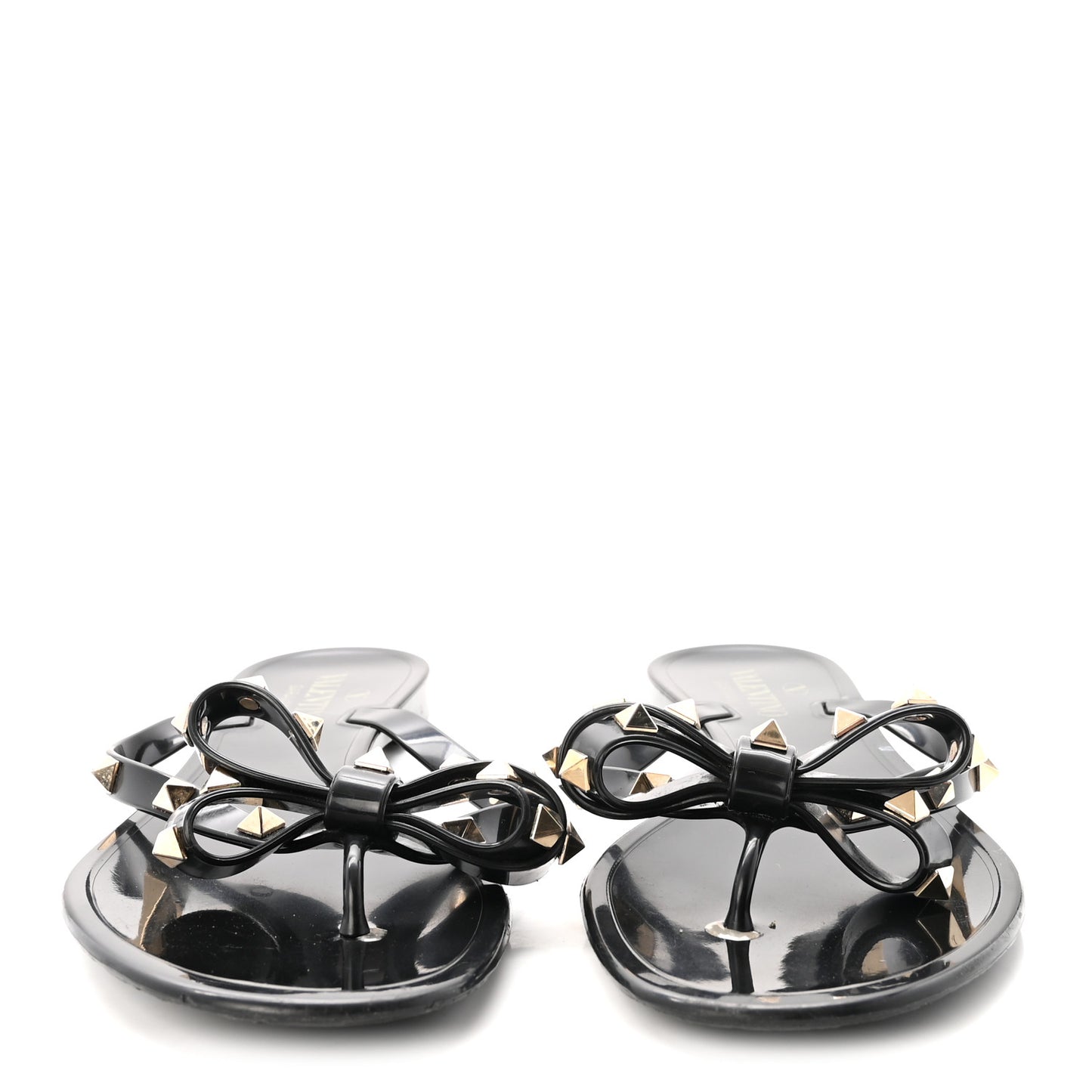 PVC Jelly Rockstud Bow Thong Sandals 39 Black