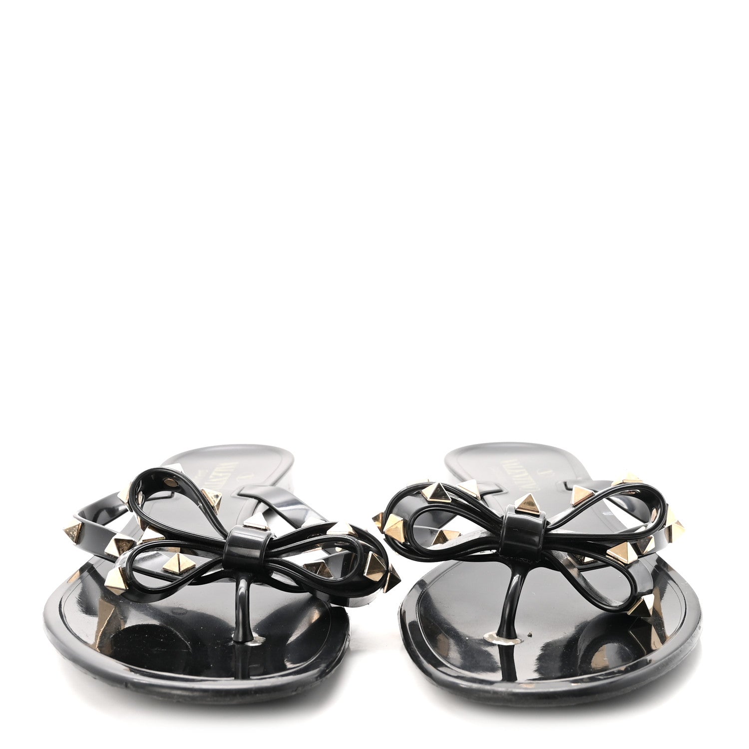 Valentino Garavani PVC Jelly Rockstud Bow Thong Sandals 39 Black 3 of 9