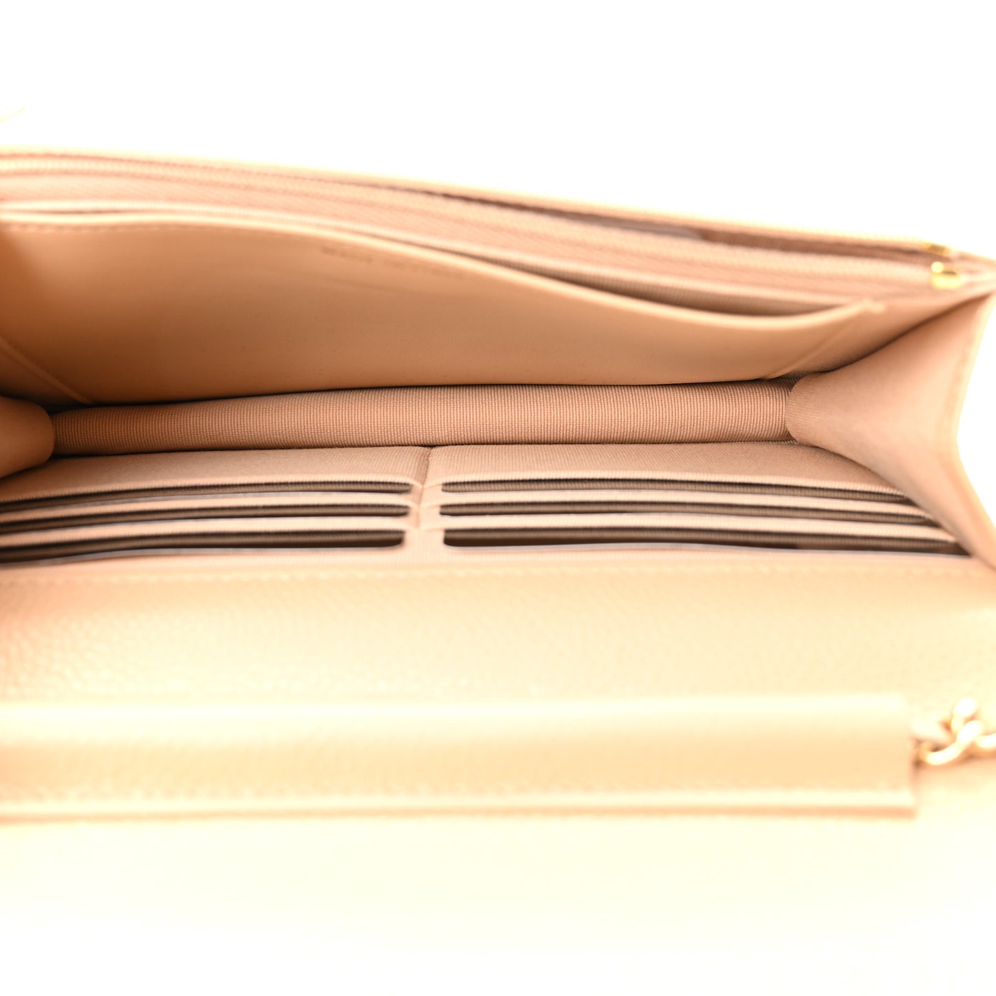 Caviar Quilted Wallet On Chain WOC Beige