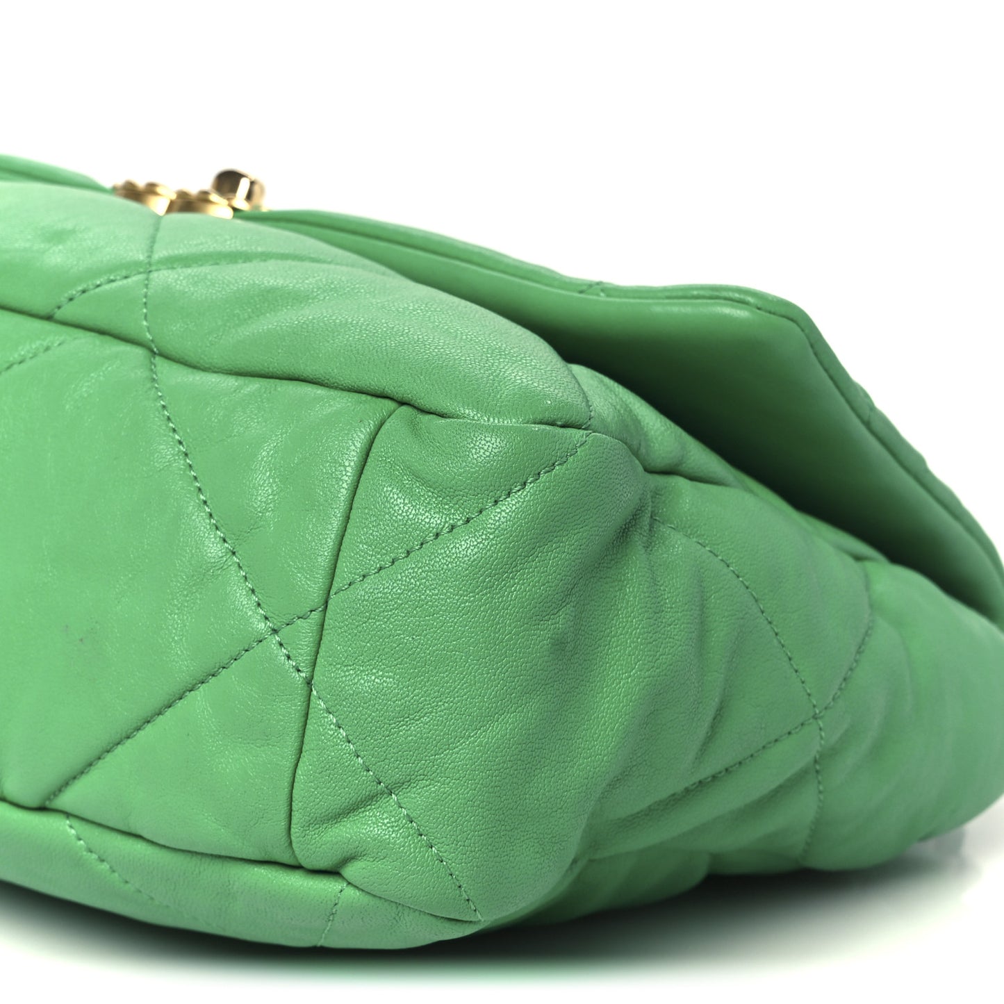 Lambskin Quilted Large Chanel 19 Flap Dark Green