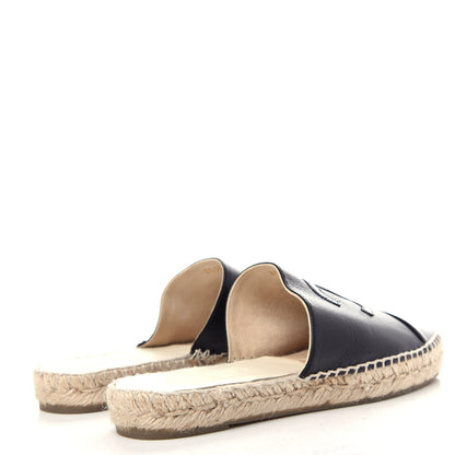 Chanel Goatskin Patent CC Espadrille Mules 38 Black 4 of 11