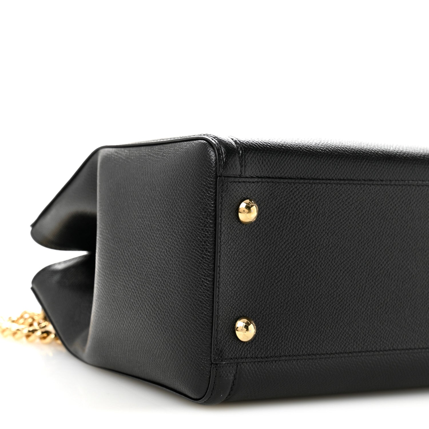 Salvatore Ferragamo Hammered Calfskin Vara Bow Chain Tote Black 9 of 10
