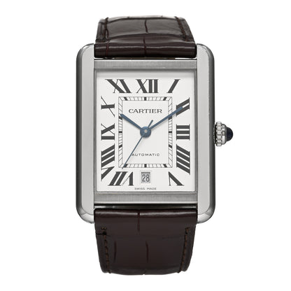 Cartier Stainless Steel Alligator 31mm Tank Solo Automatic Watch Brown 1 of 5