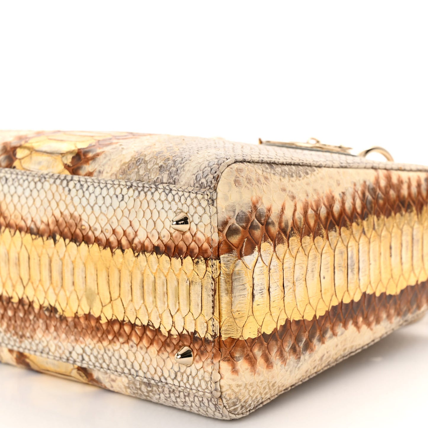 Metallic Snakeskin Medium Lady Dior Beige Gold