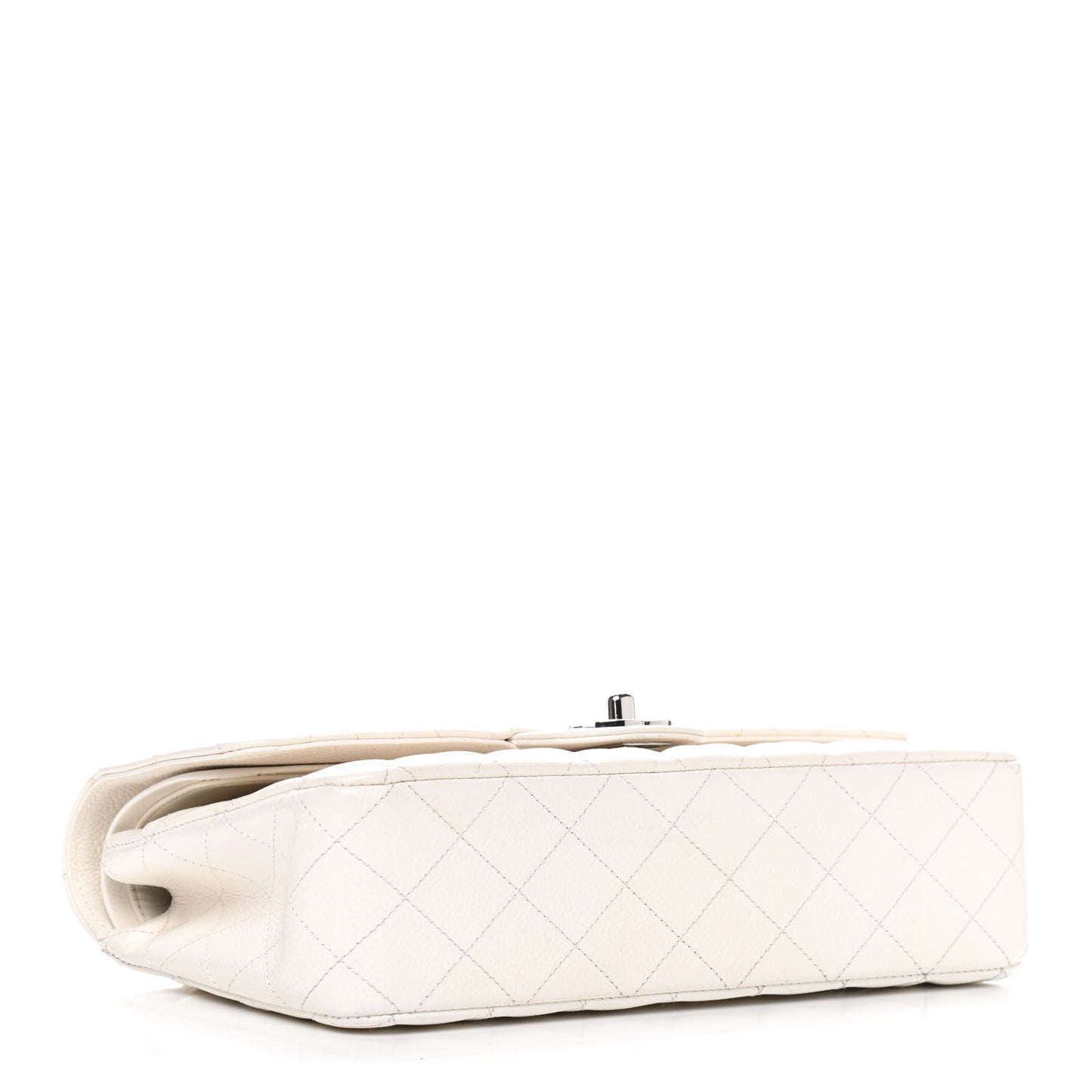 Caviar Quilted Medium Double Flap White