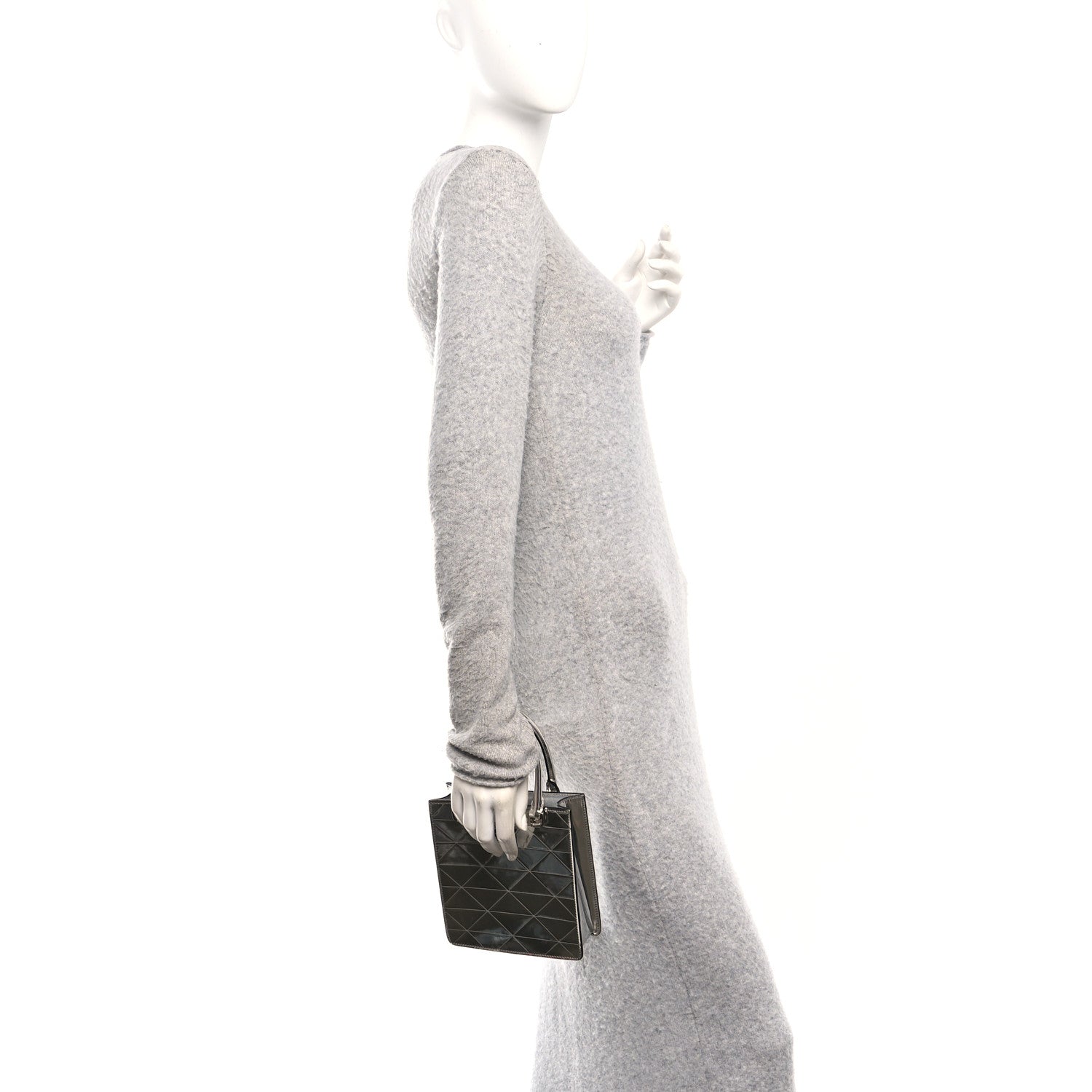 Prada Spazzolato Metal Triangle Logo Triangle Patterned Small Double Handle Crossbody Tote Argento 2 of 14