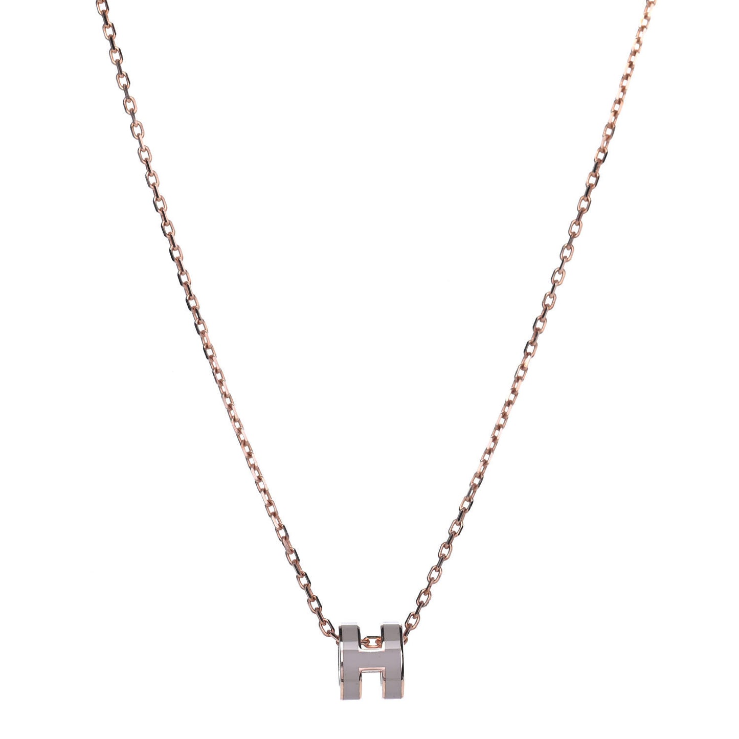 Lacquered Rose Gold Mini Pop H Pendant Necklace Marron Glace