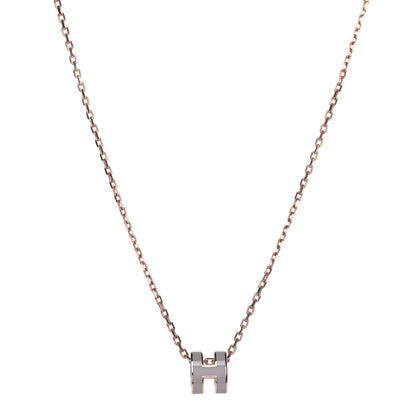 Hermes Lacquered Rose Gold Mini Pop H Pendant Necklace Marron Glace 1 of 4