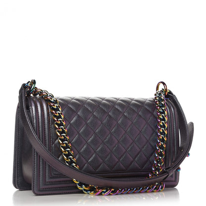 Chanel Iridescent Goatskin Quilted Medium Boy Flap Purple 3 of 11