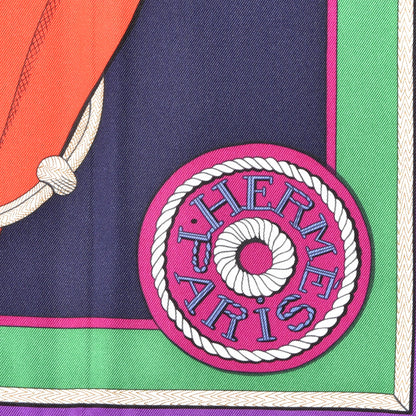 Hermes Silk Twill Zouaves Et Dragons Scarf 90 Rose Vif Rouge Violet 2 of 4