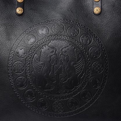 Valentino Garavani Emboosed Calfskin Studded Gryphon Zodiac Tote Black 15 of 16