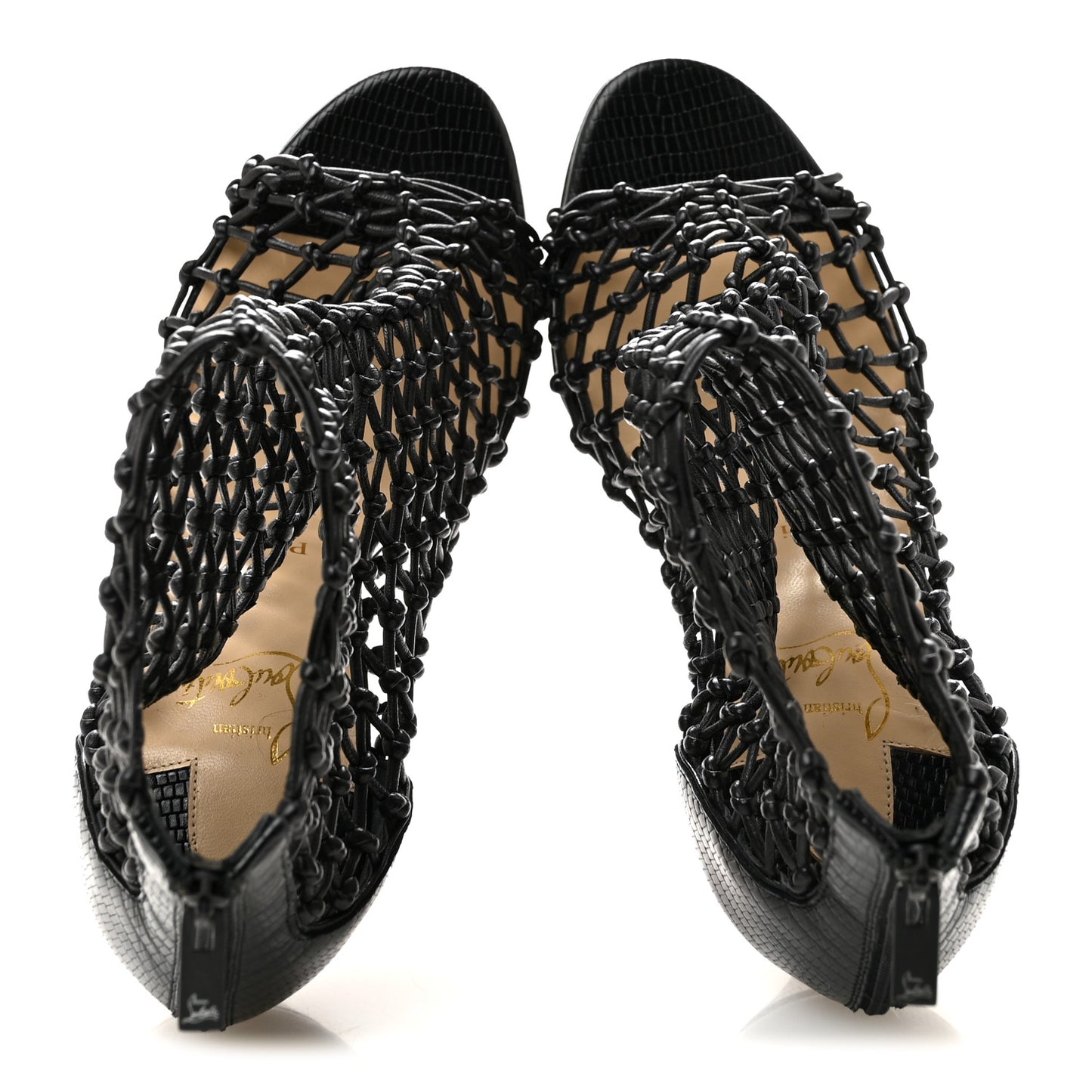Nappa Lizard Embossed Corfou 100 Heel Sandals 36 Black