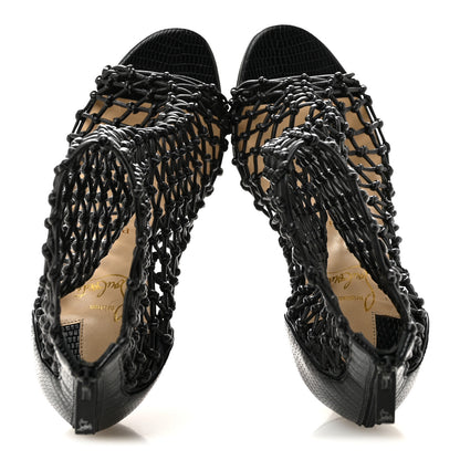 Christian Louboutin Nappa Lizard Embossed Corfou 100 Heel Sandals 36 Black 2 of 8