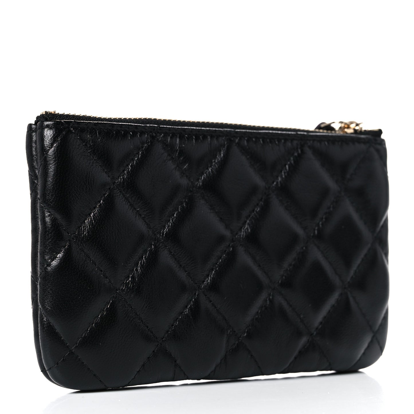 Lambskin Quilted Small No. 5 Cosmetic Case Black