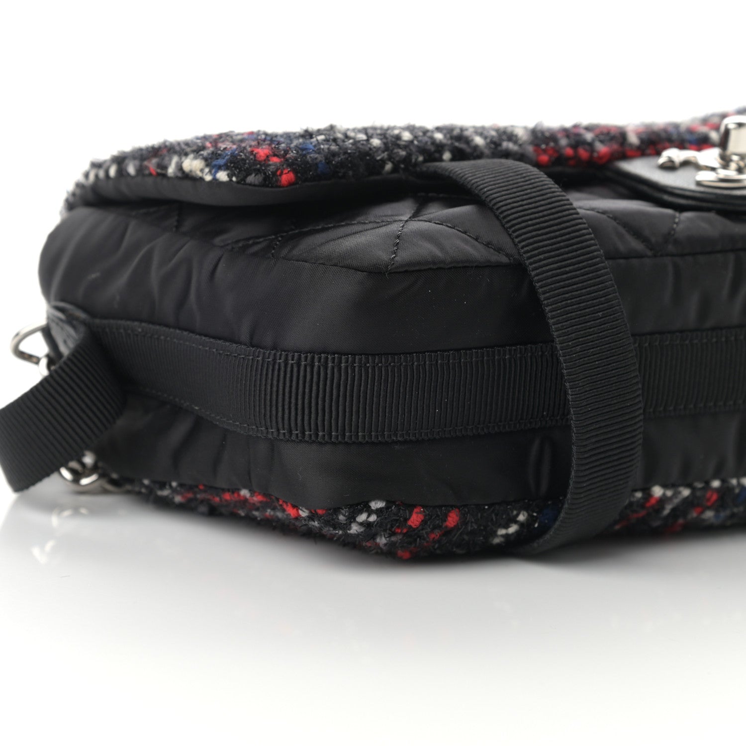 Chanel Tweed Nylon Quilted Small Astronaut Essentials Flap Black Red 9 of 10