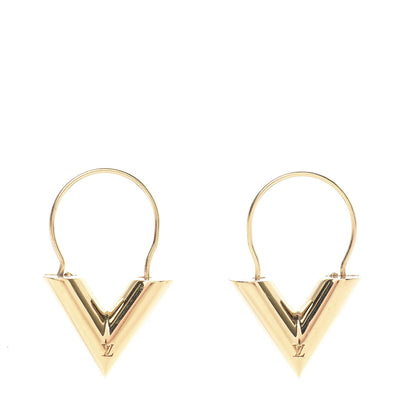 Louis Vuitton Brass Essential V Hoop Earrings Gold 1 of 5