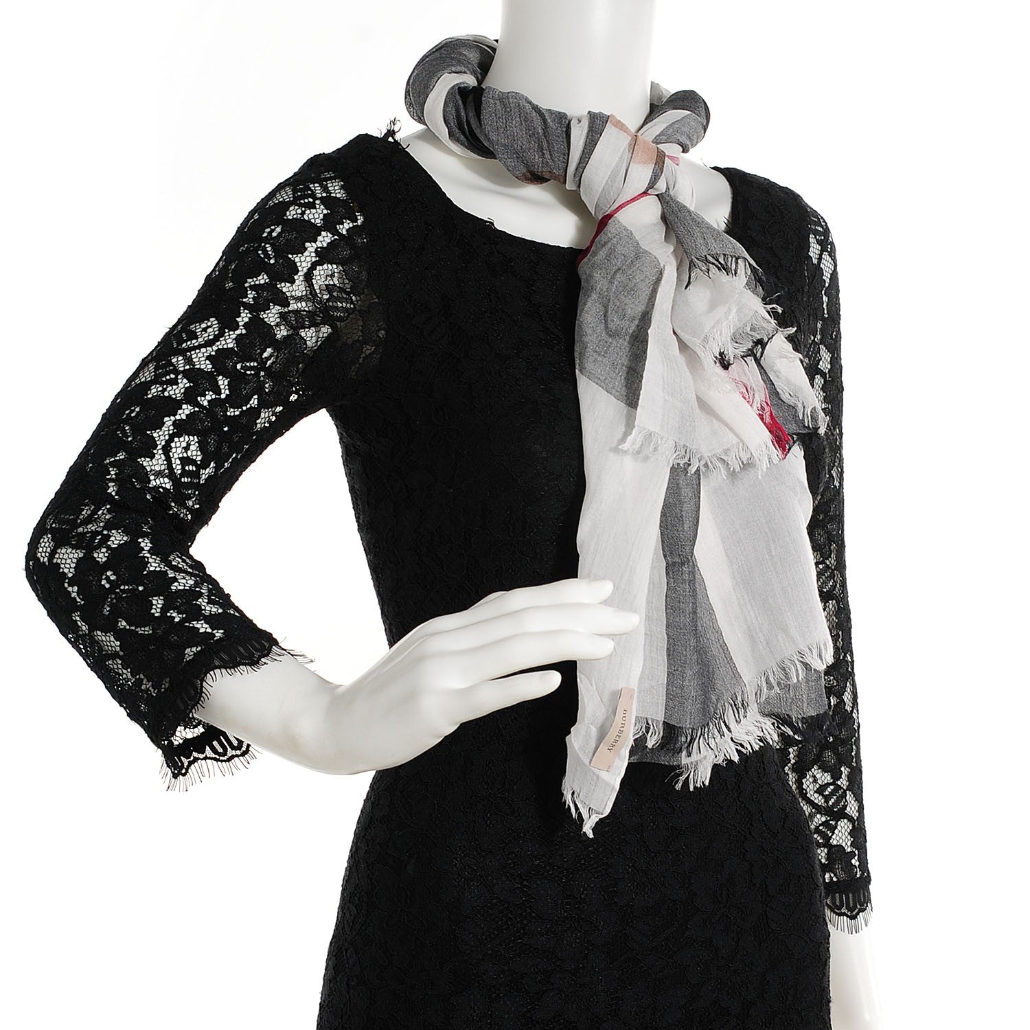 Burberry Modal Cashmere Silk Brit Sheer Mega Check Scarf Ivory 2 of 9